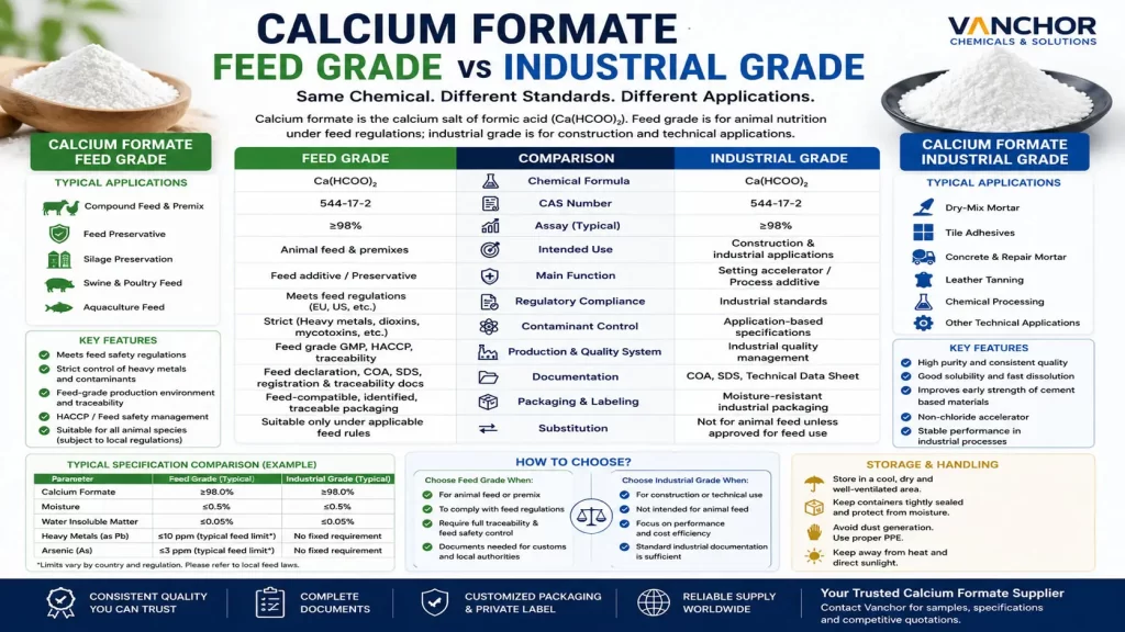 Calcium Formate Feed Grade vs Industrial Grade