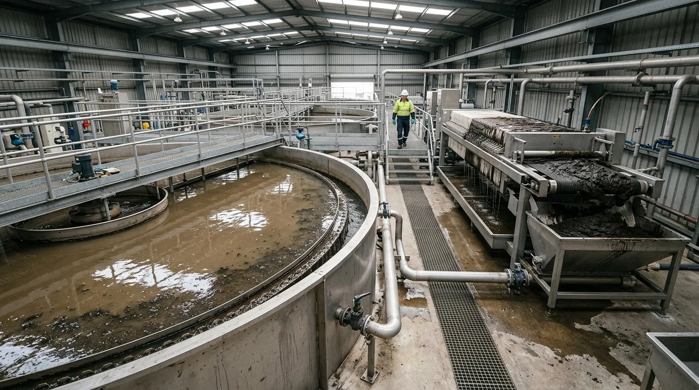 Wastewater clarification tank and sludge dewatering equipment in one treatment process