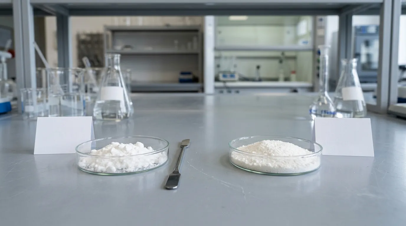 Unbranded side-by-side representations of sodium acetate and sodium diacetate