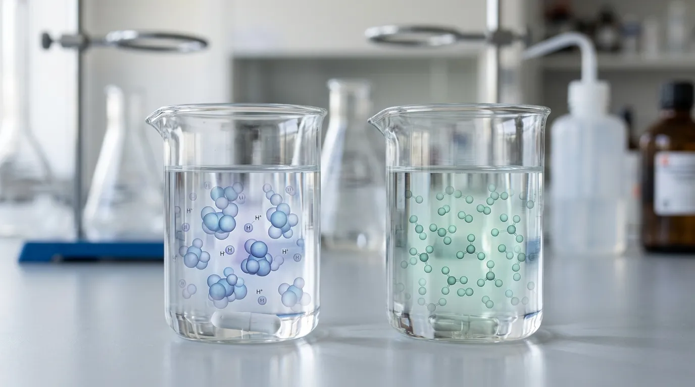 Conceptual visualization of different carbonate and bicarbonate behavior in aqueous solutions