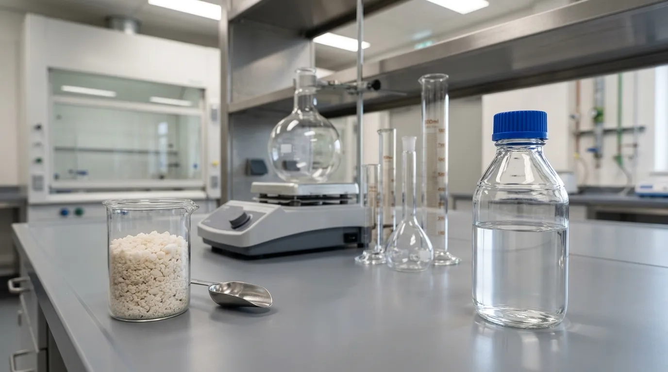 Solid potassium formate and aqueous solution shown as separate brine starting materials