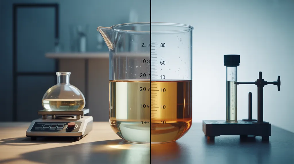 Balance and volumetric measuring equipment representing mass-based and volume-based concentration calculations